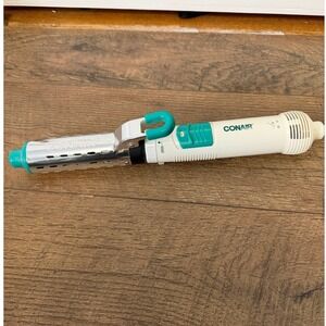 Conair Vintage Vented Barrel Curling Iron White Teal Dual Voltage Hair Curler